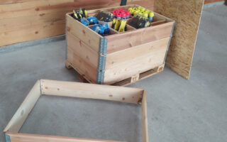 réhausse bois et caisse pliable en bois